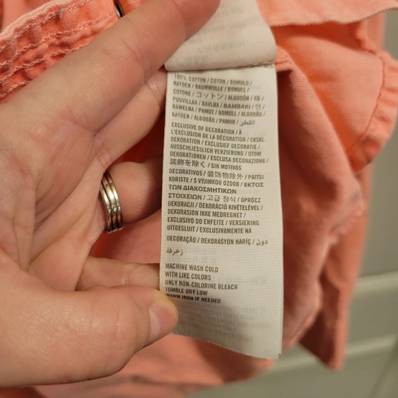 Hollister Pearl Snap Coral Long Sleeve Shirt - Picture 5 of 5